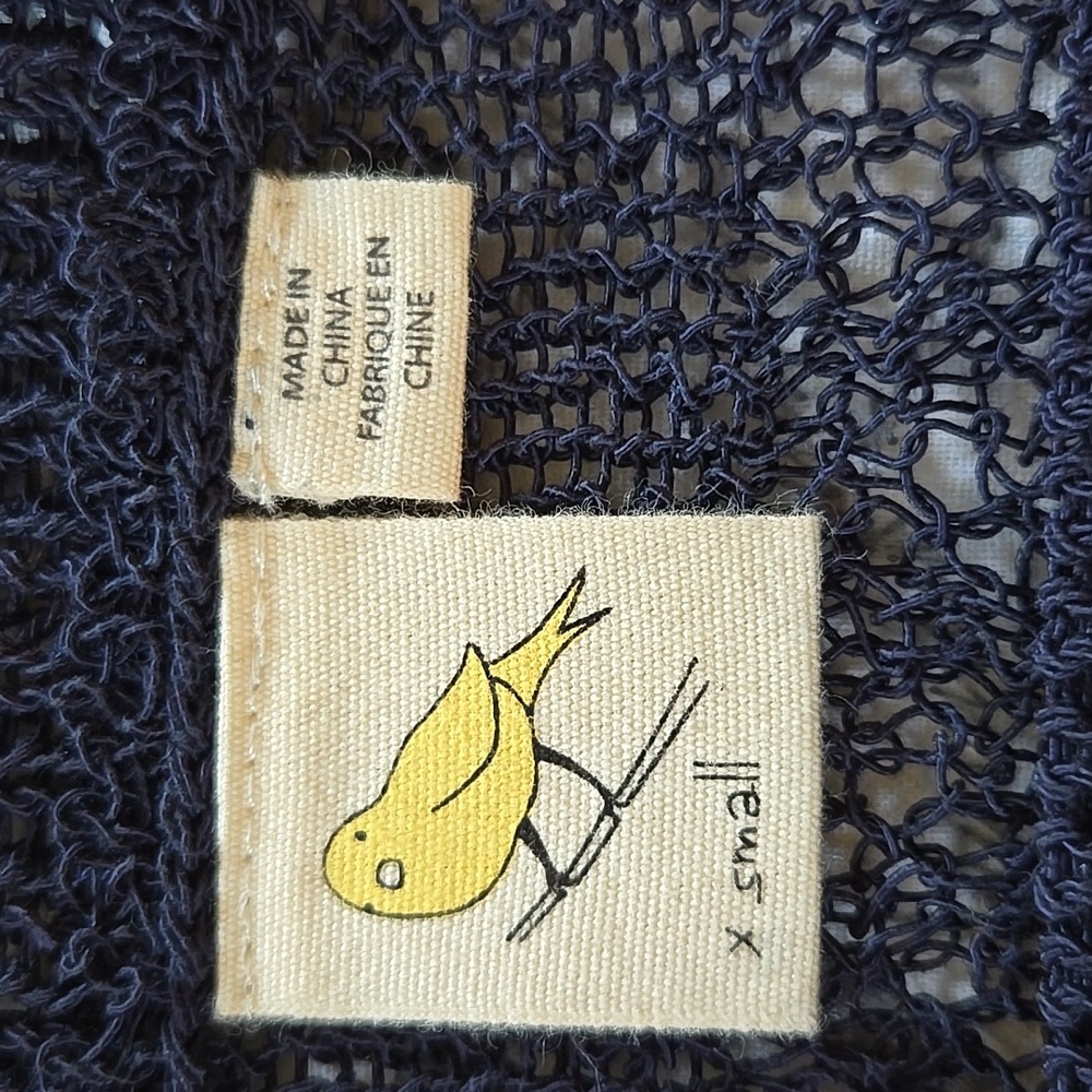 Anthropologie Little Yellow Bird Open Knit Pullover Crochet Top Navy EUC - XS - Picture 7 of 8